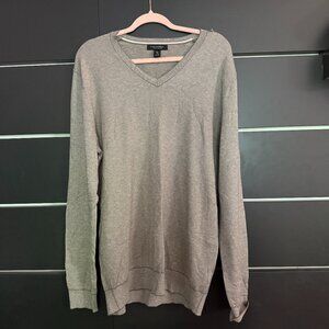 Banana Republic Luxury Blend V Neck Gray Sweater Silk Cotton Cashmere Blend